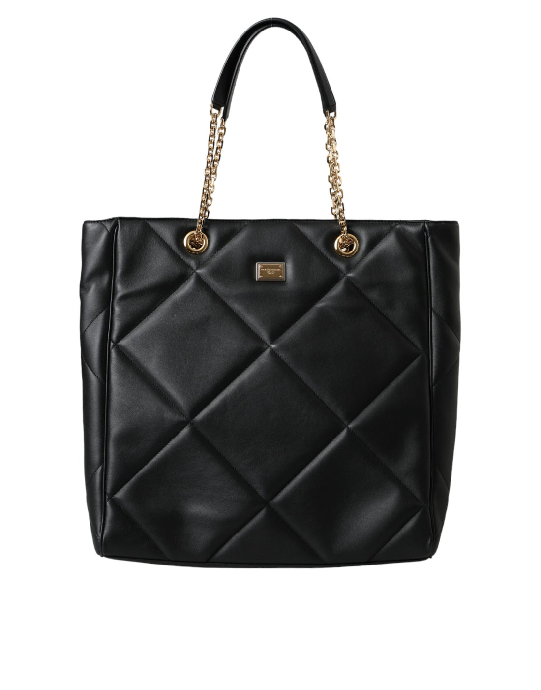 Dolce &amp; Gabbana Black Leather JUNGLE Quilted Shopping Tote Bag