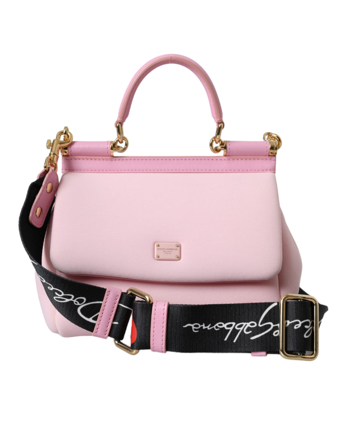 Dolce &amp; Gabbana Pink SICILY Neoprene Top Handle Shoulder Satchel Bag