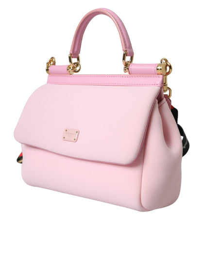 Dolce &amp; Gabbana Pink SICILY Neoprene Top Handle Shoulder Satchel Bag