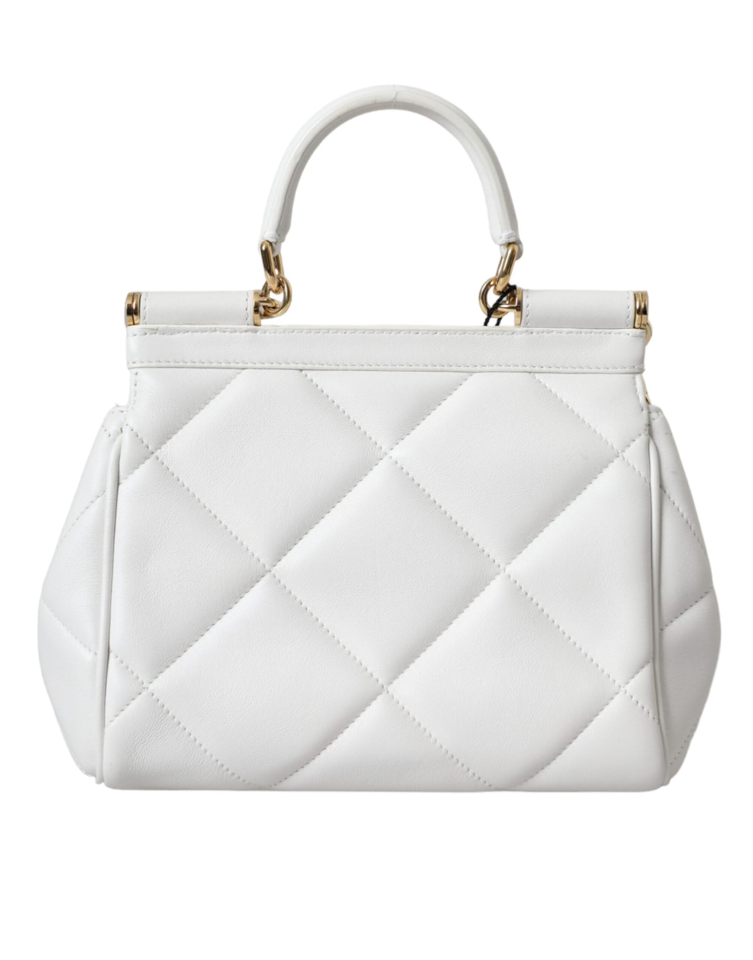 Dolce &amp; Gabbana White Quilted Leather SICILY Shoulder Purse Satchel Bag