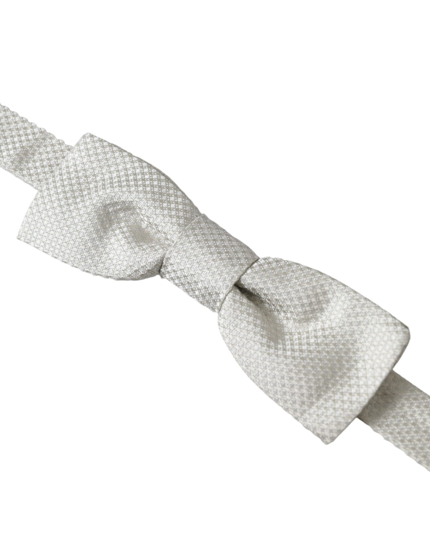 Dolce &amp; Gabbana Off White Silk Adjustable Neck Men Papillon Bow Tie