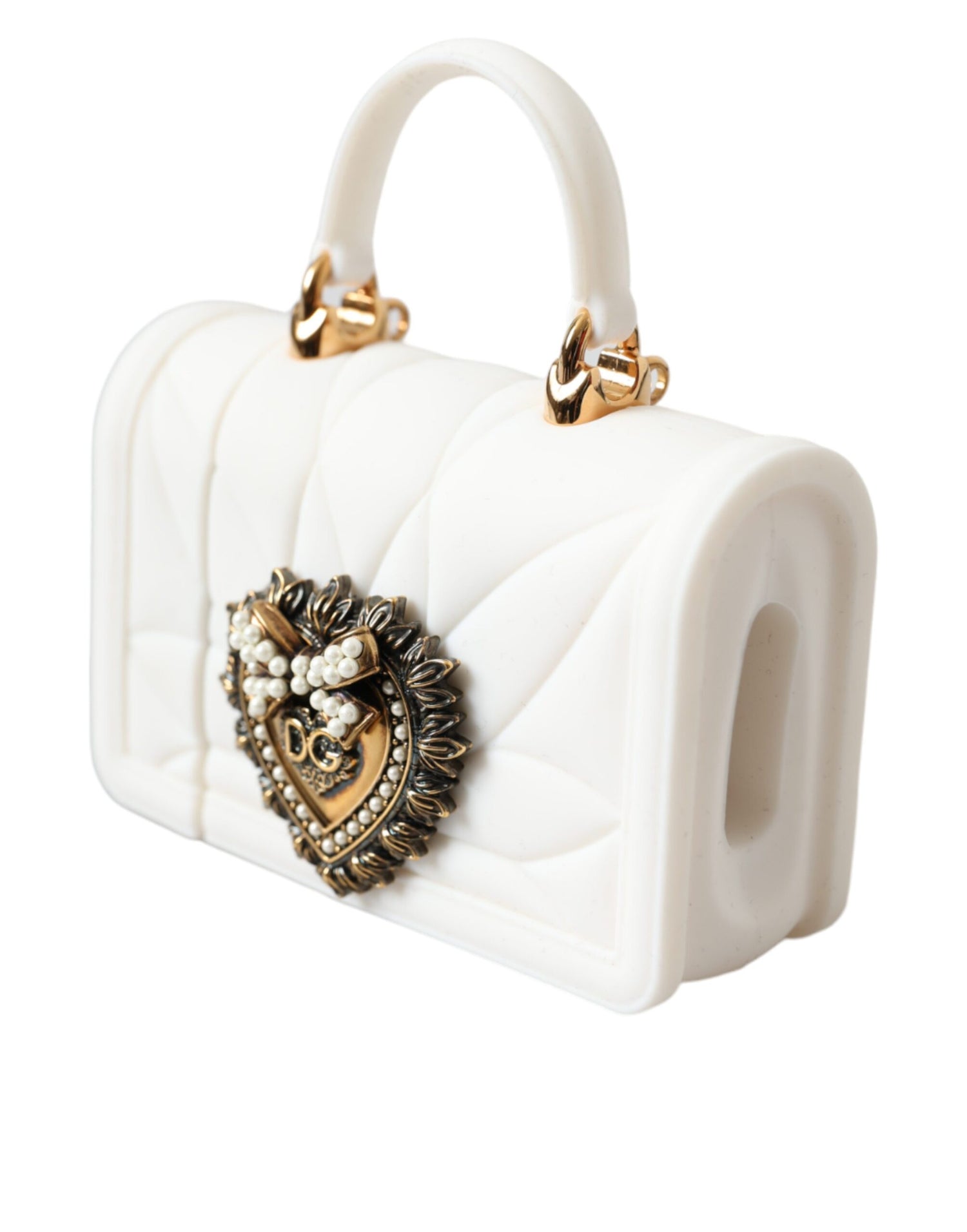 Dolce &amp; Gabbana White Silicone Devotion Heart Cover Hand Bag Airpod Case