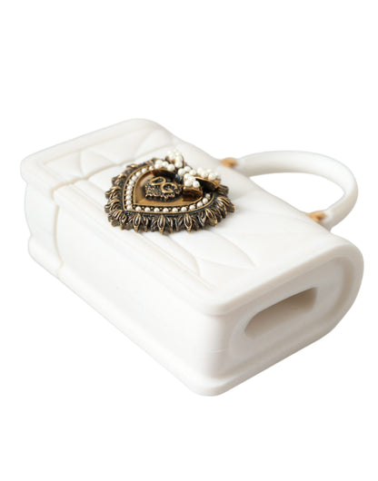 Dolce &amp; Gabbana White Silicone Devotion Heart Cover Hand Bag Airpod Case