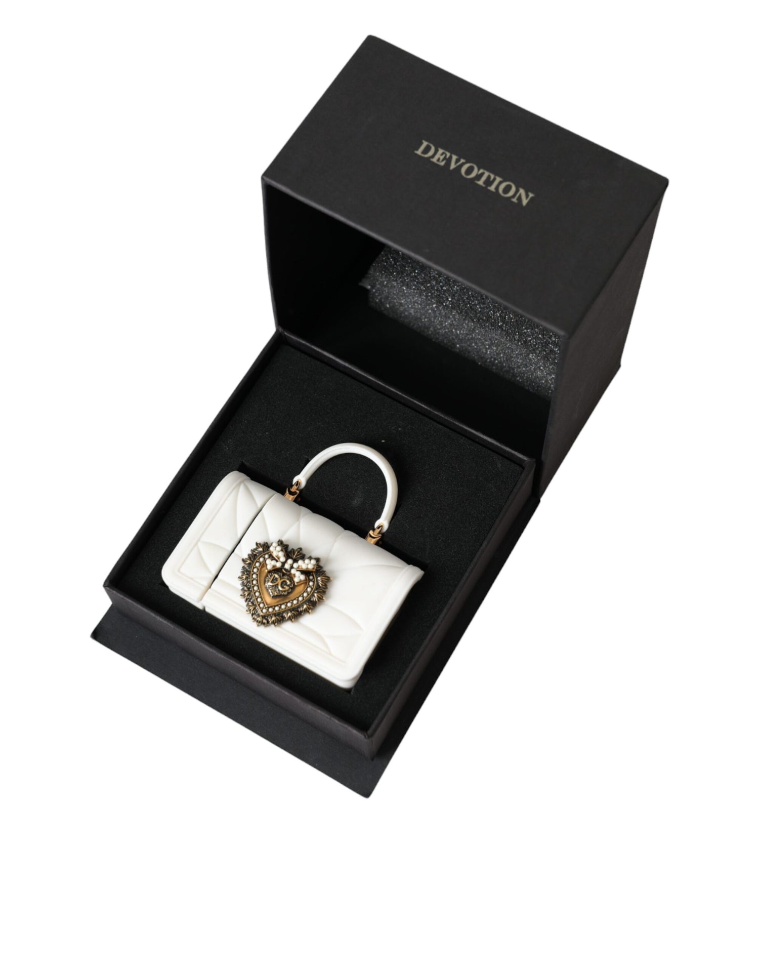 Dolce &amp; Gabbana White Silicone Devotion Heart Cover Hand Bag Airpod Case