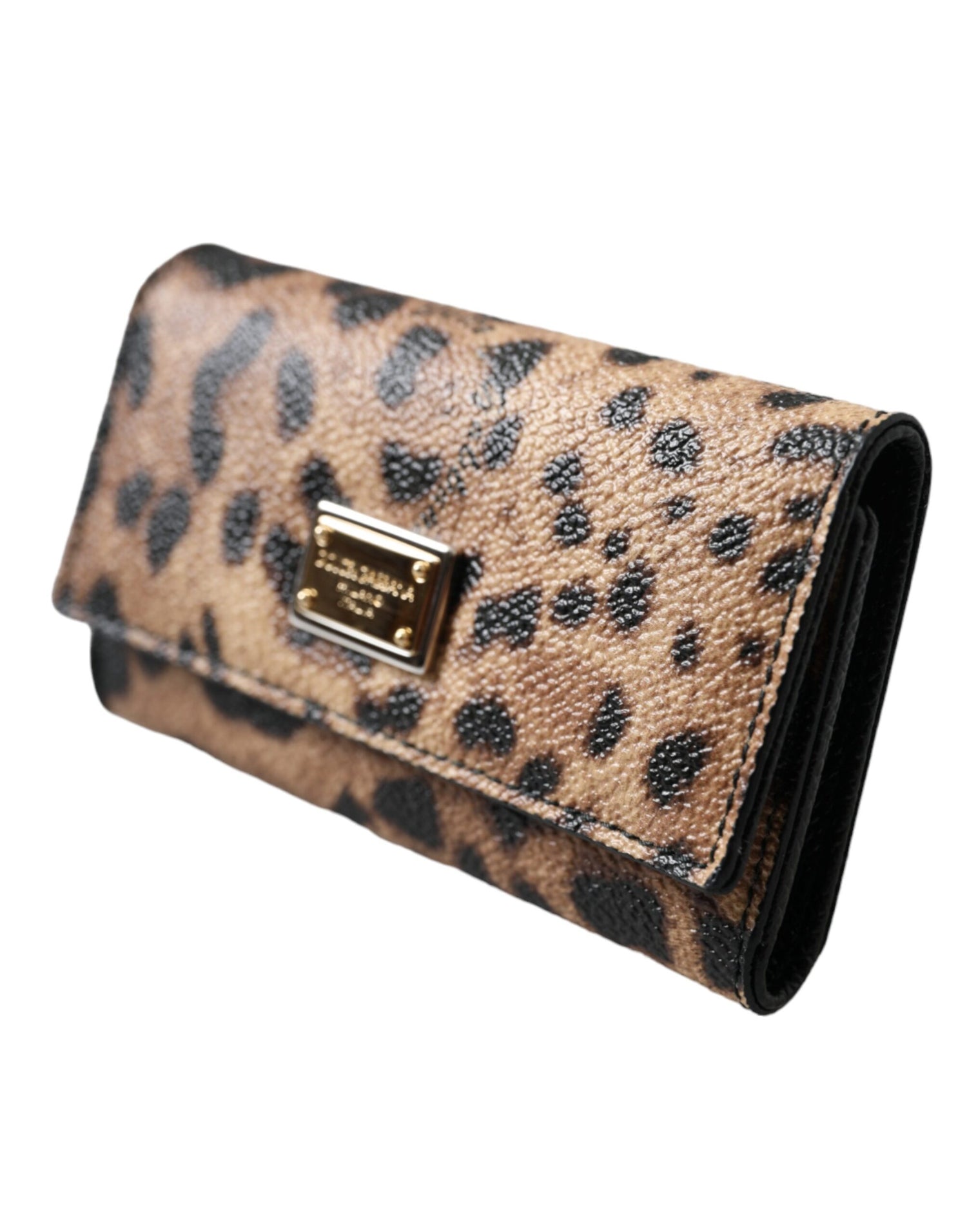 Dolce &amp; Gabbana Brown Leopard PVC Pouch Key Holder Case Keyring