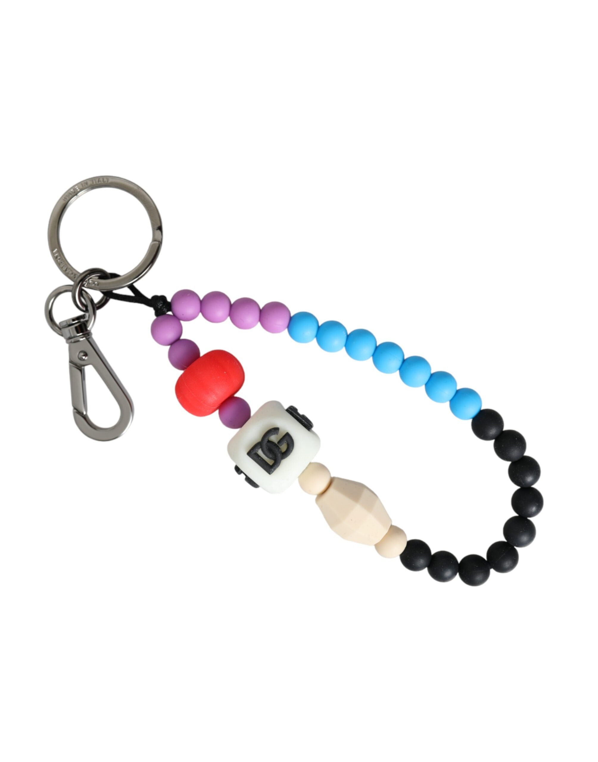 Dolce &amp; Gabbana Multicolor Beaded DG Charm Accessory Keychain Keyring