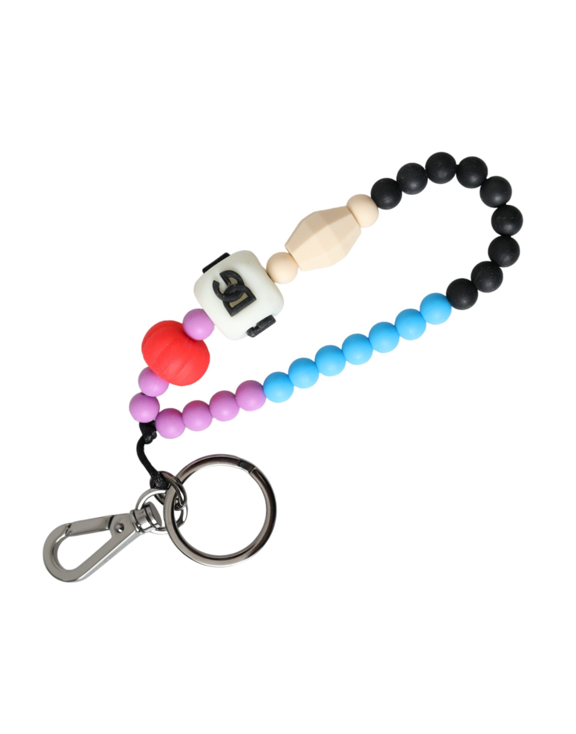 Dolce &amp; Gabbana Multicolor Beaded DG Charm Accessory Keychain Keyring