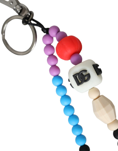 Dolce &amp; Gabbana Multicolor Beaded DG Charm Accessory Keychain Keyring