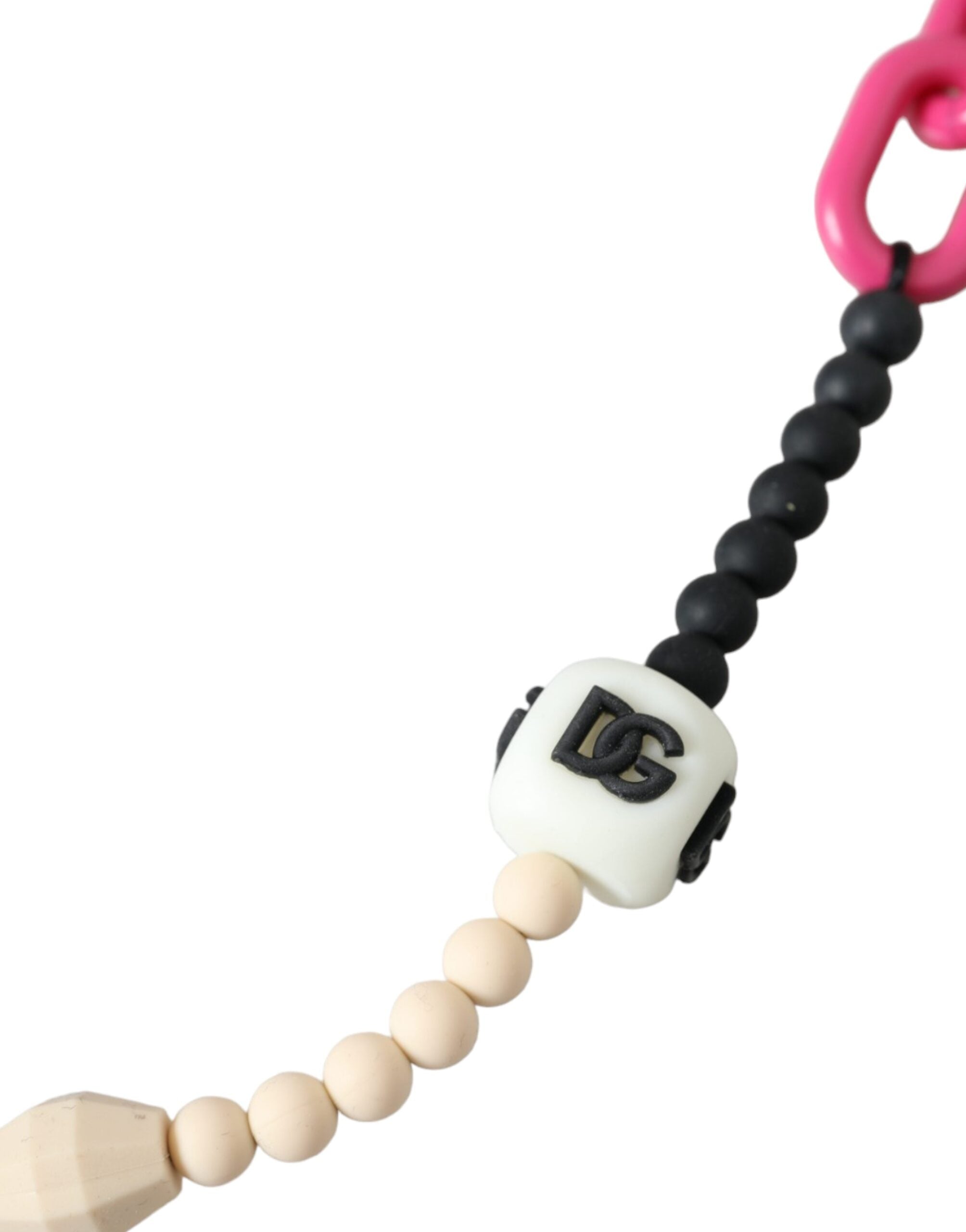 Dolce &amp; Gabbana Multicolor Beaded Chain Logo Charm Necklace