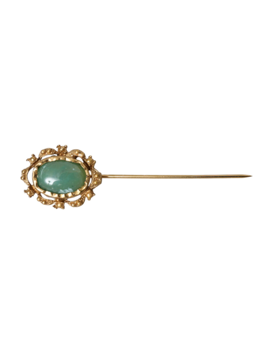 Dolce &amp; Gabbana Gold Tone Brass Oval Gem Stone Men Pin Brooch