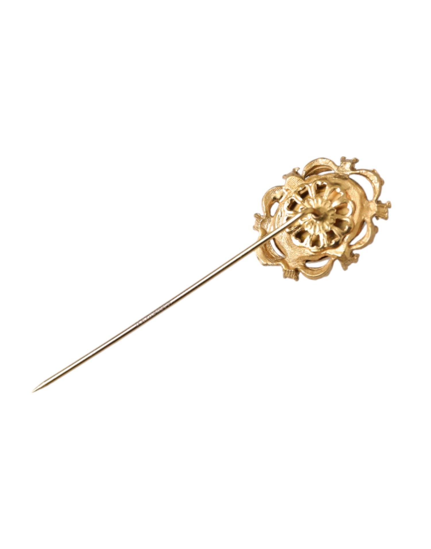 Dolce &amp; Gabbana Gold Tone Brass Oval Gem Stone Men Pin Brooch