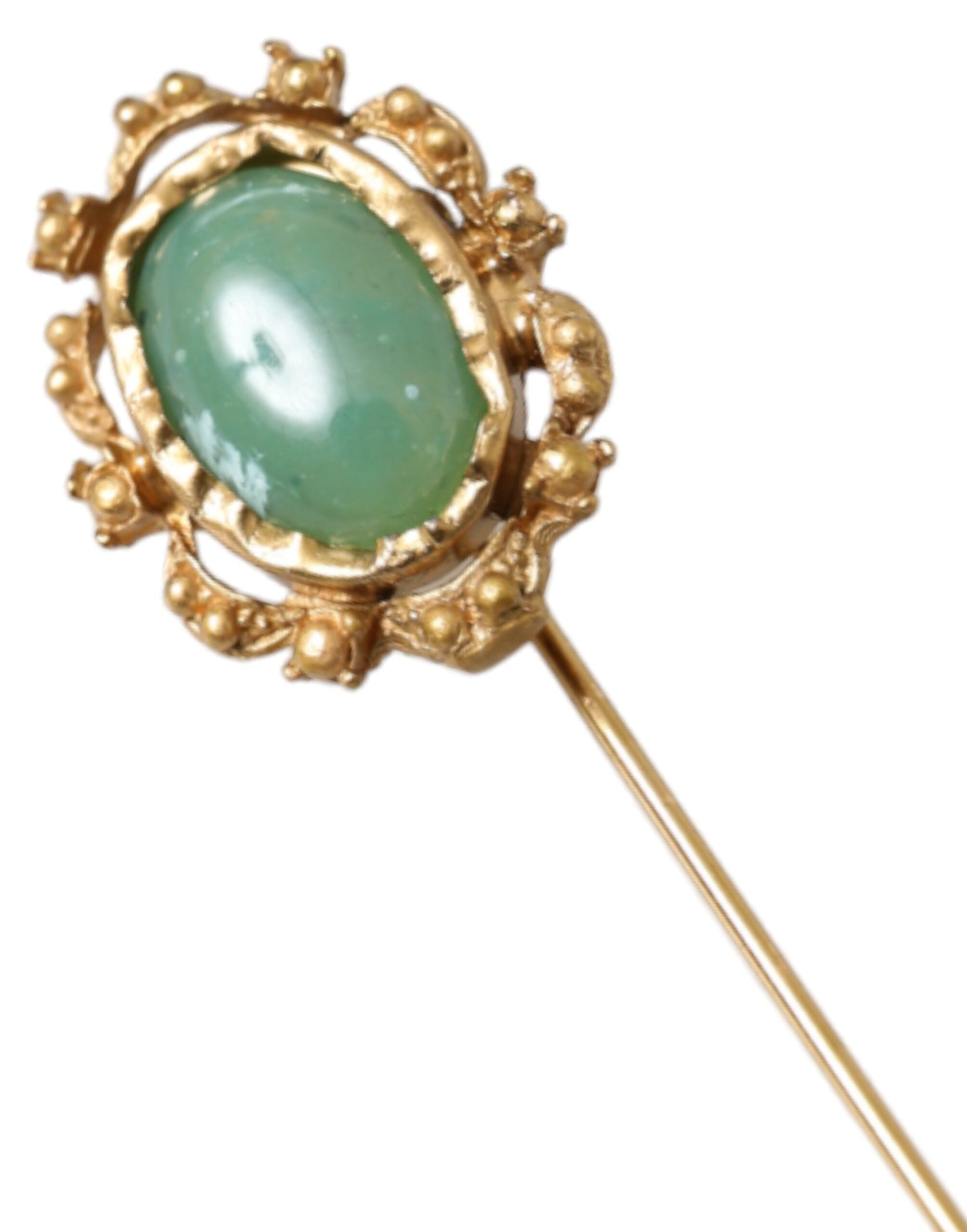 Dolce &amp; Gabbana Gold Tone Brass Oval Gem Stone Men Pin Brooch