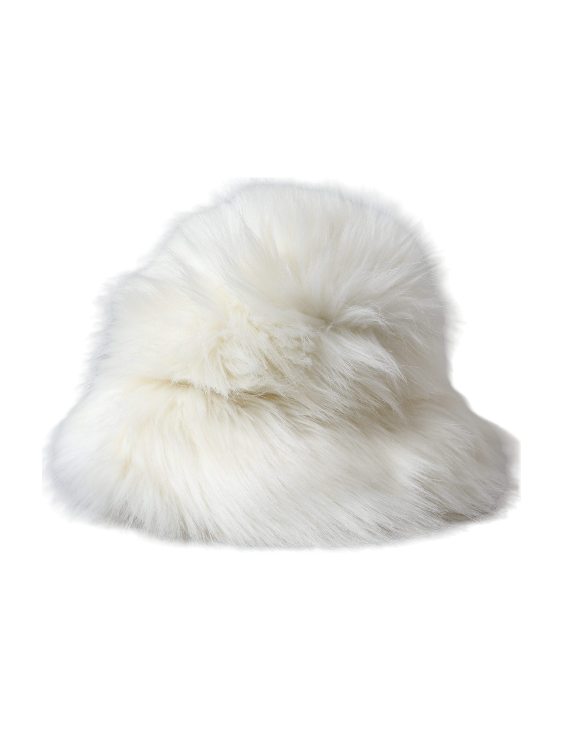 Dolce &amp; Gabbana White Acrylic Fur Womens Bucket Hat