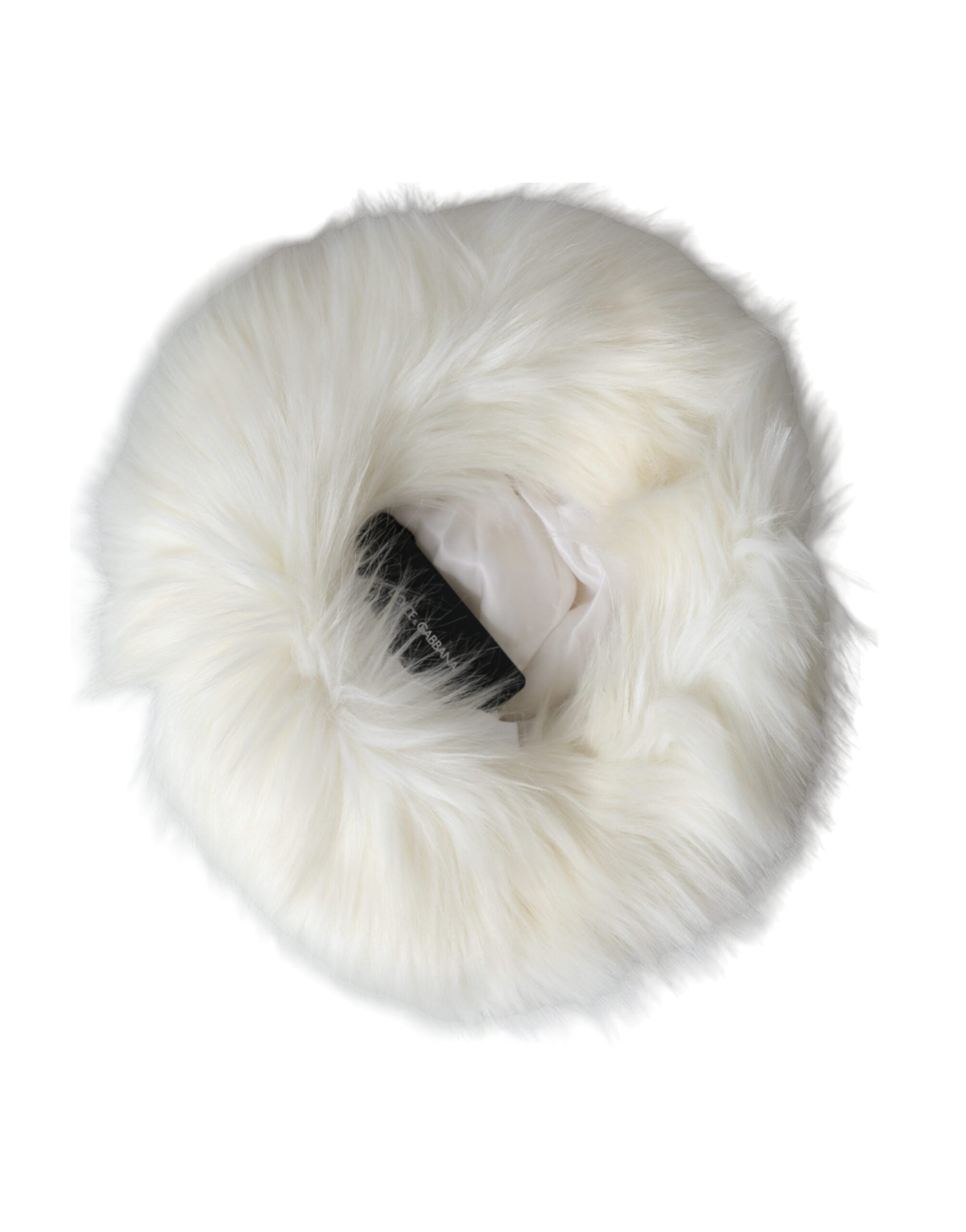 Dolce &amp; Gabbana White Acrylic Fur Womens Bucket Hat