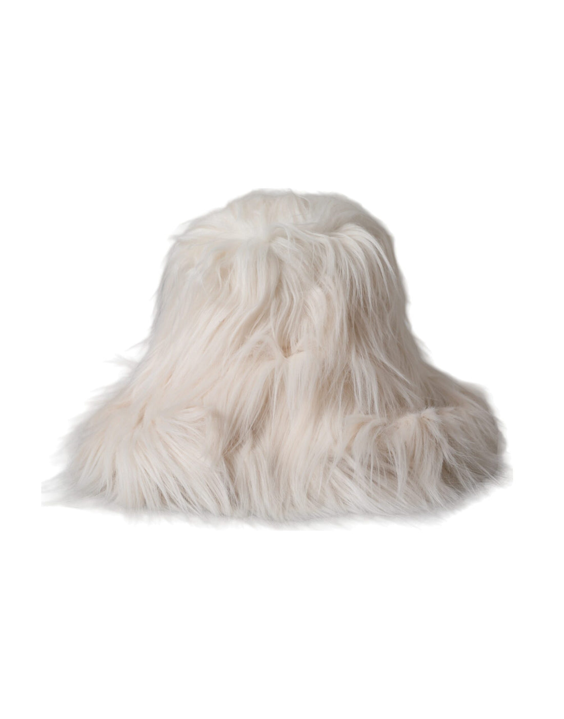 Dolce &amp; Gabbana Off White Acrylic Fur Womens Bucket Hat