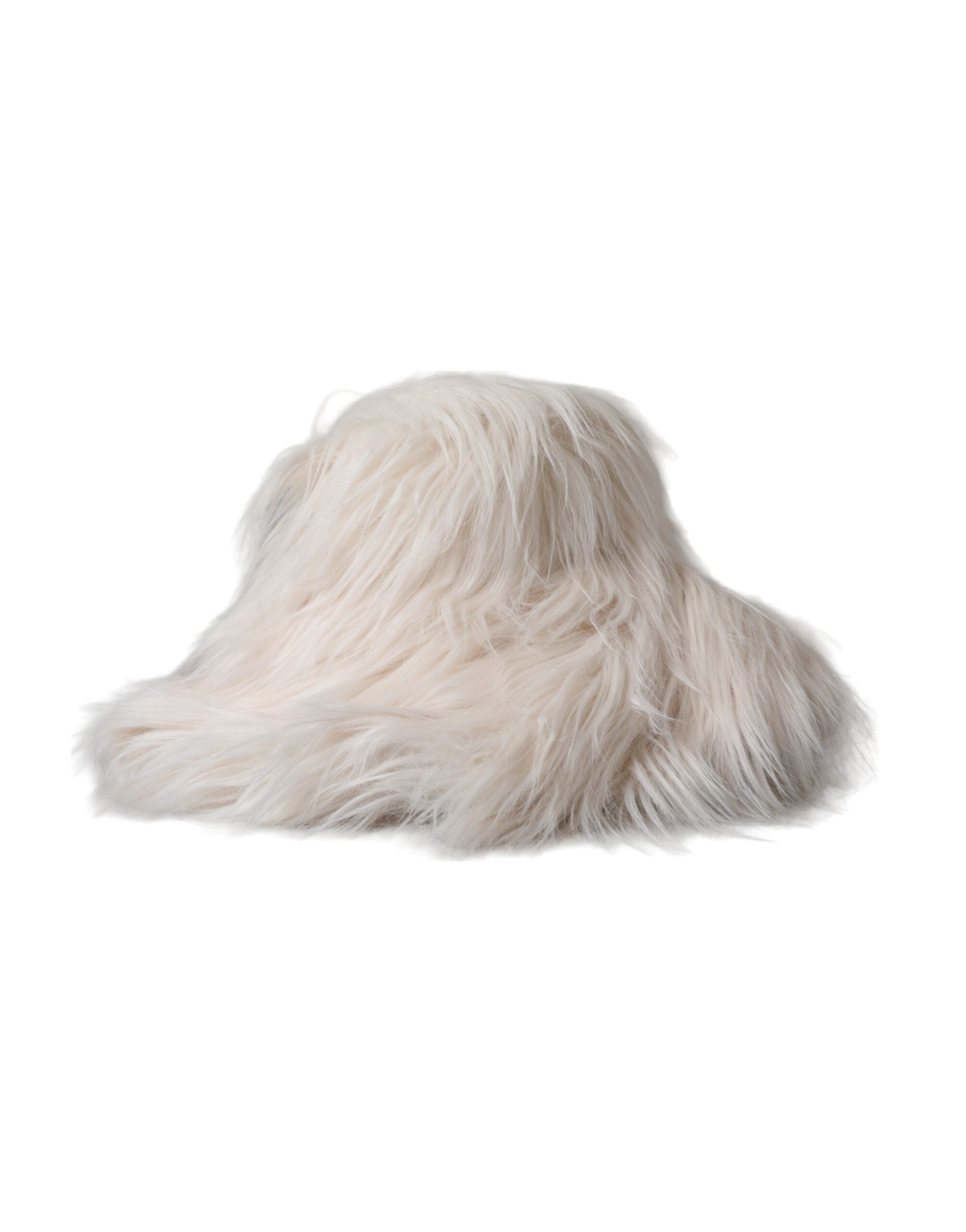 Dolce &amp; Gabbana Off White Acrylic Fur Womens Bucket Hat