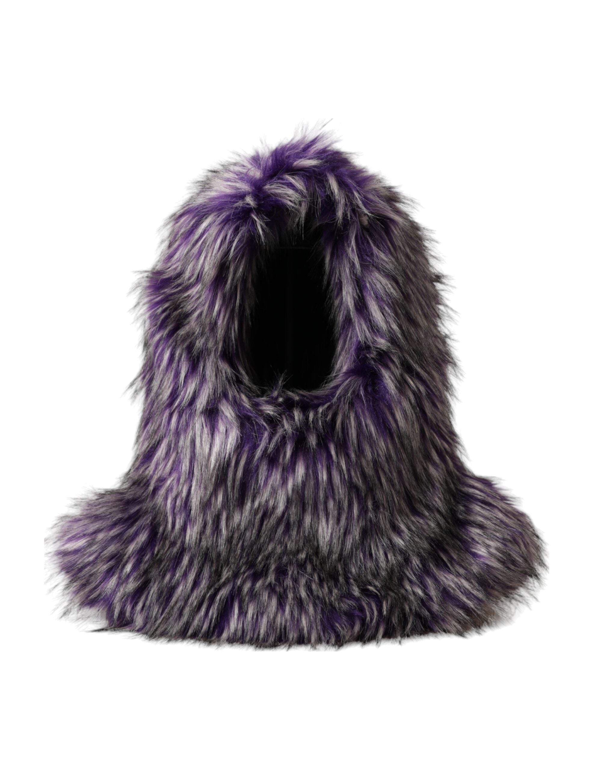 Dolce &amp; Gabbana Purple Faux Fur Whole Head Wrap Hat