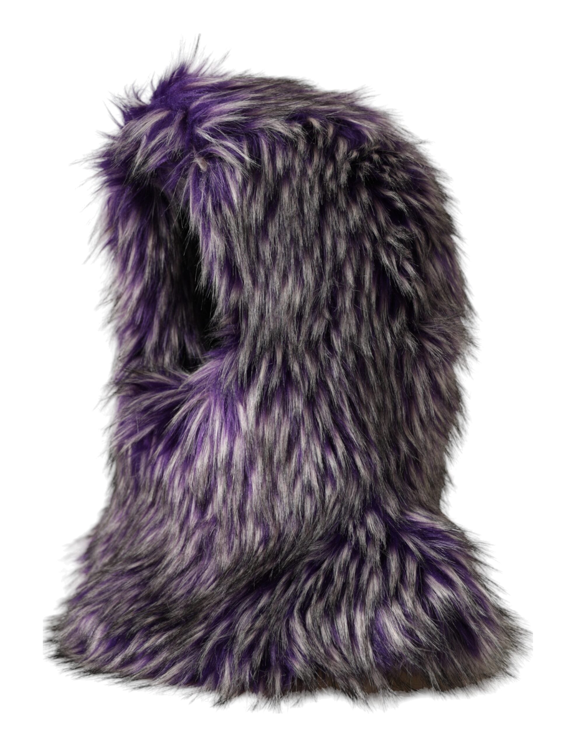 Dolce &amp; Gabbana Purple Faux Fur Whole Head Wrap Hat