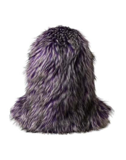 Dolce &amp; Gabbana Purple Faux Fur Whole Head Wrap Hat