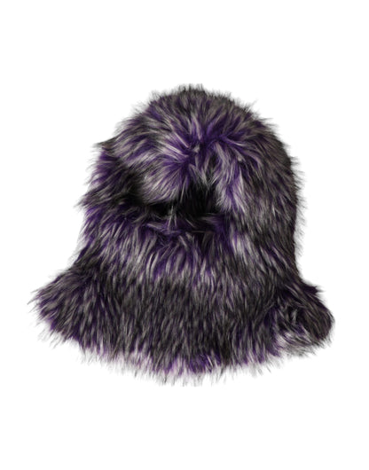 Dolce &amp; Gabbana Purple Faux Fur Whole Head Wrap Hat