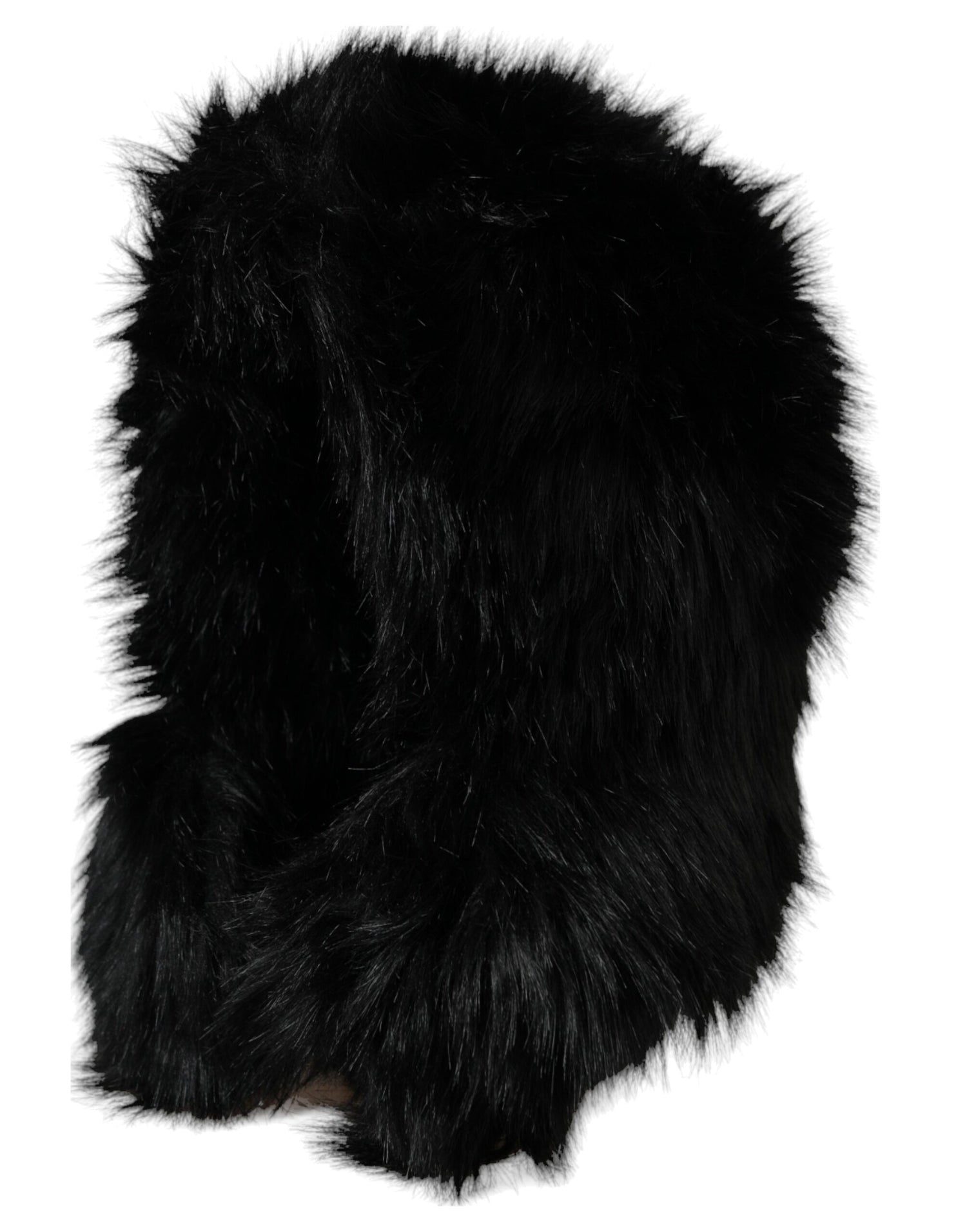 Dolce &amp; Gabbana Black Faux Fur Whole Head Wrap Hat