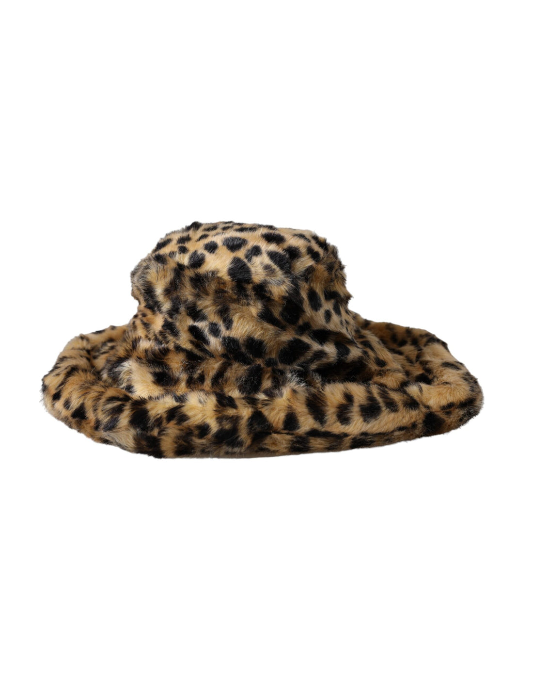 Dolce &amp; Gabbana Brown Leopard Fur Women Bucket Hat