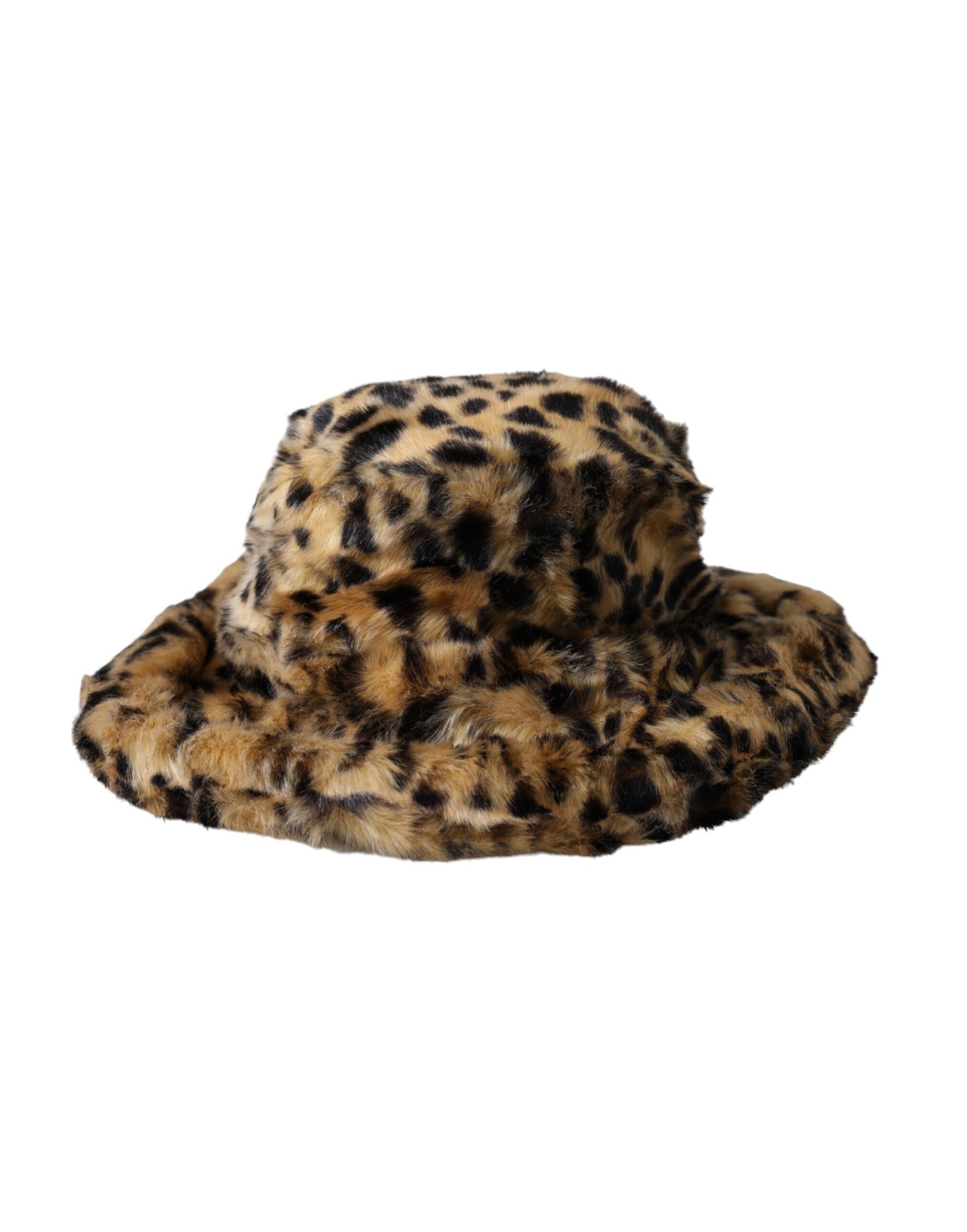 Dolce &amp; Gabbana Brown Leopard Fur Women Bucket Hat