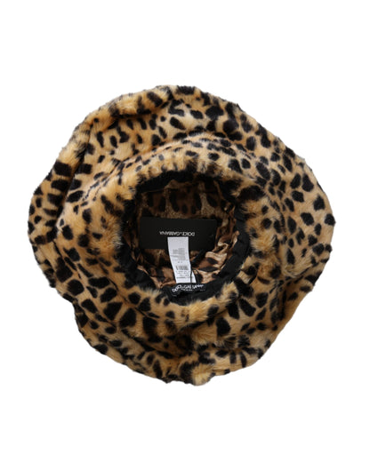 Dolce &amp; Gabbana Brown Leopard Fur Women Bucket Hat