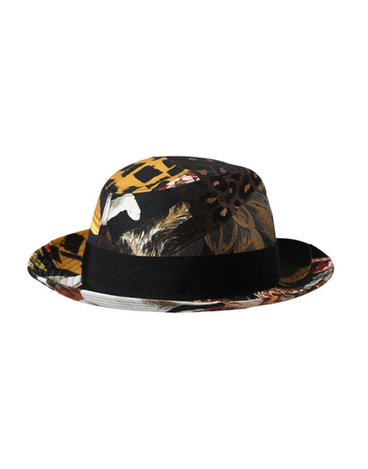 Dolce &amp; Gabbana Multicolor Patchwork Women Fedora Wide Brim Hat