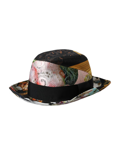 Dolce &amp; Gabbana Multicolor Patchwork Women Fedora Wide Brim Hat