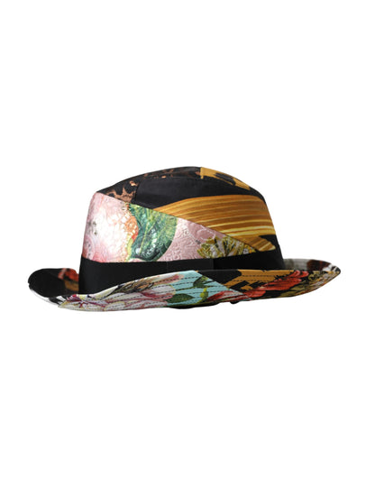 Dolce &amp; Gabbana Multicolor Patchwork Women Fedora Wide Brim Hat