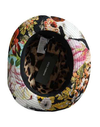 Dolce &amp; Gabbana Multicolor Patchwork Women Fedora Wide Brim Hat