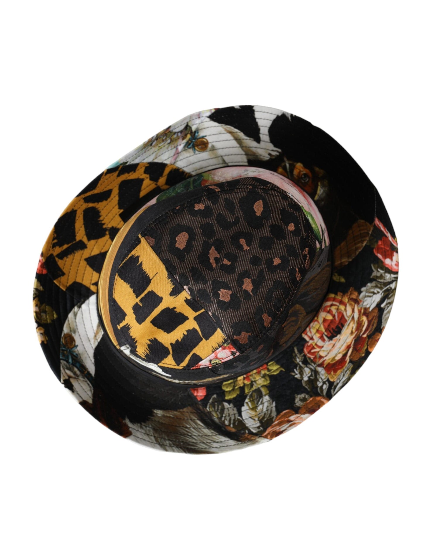 Dolce &amp; Gabbana Multicolor Patchwork Women Fedora Wide Brim Hat