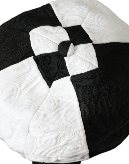 Dolce &amp; Gabbana Black White Checkered Wide Brim Floppy Hat