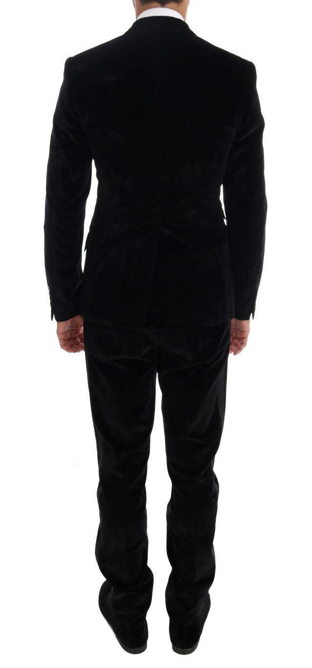 Dolce &amp; Gabbana Elegant Black Slim Fit Three-Piece Suit