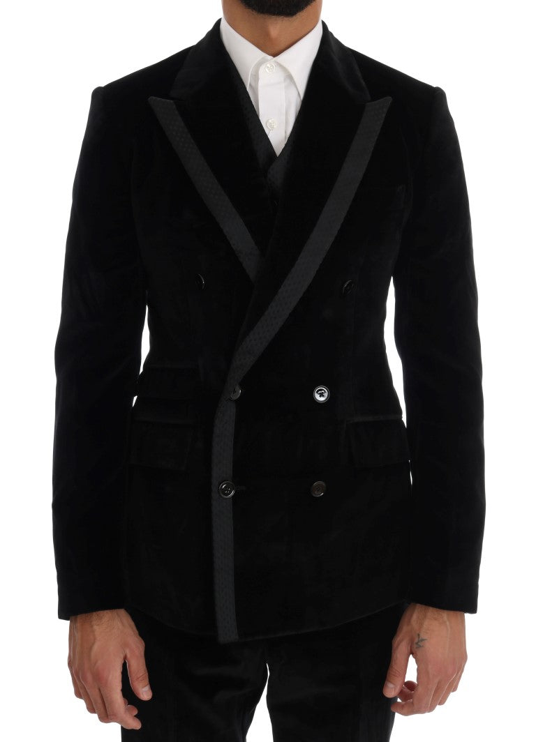 Dolce &amp; Gabbana Elegant Black Slim Fit Three-Piece Suit