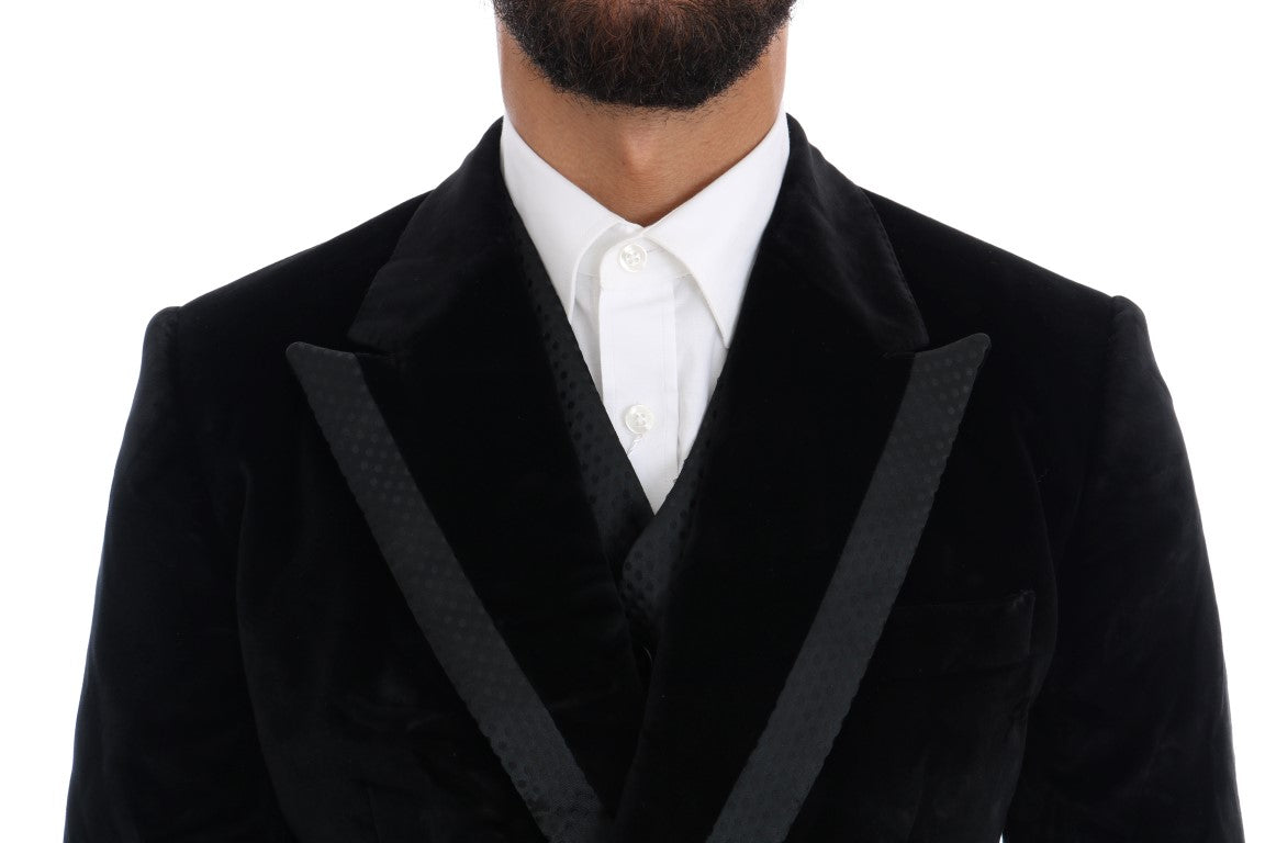 Dolce &amp; Gabbana Elegant Black Slim Fit Three-Piece Suit