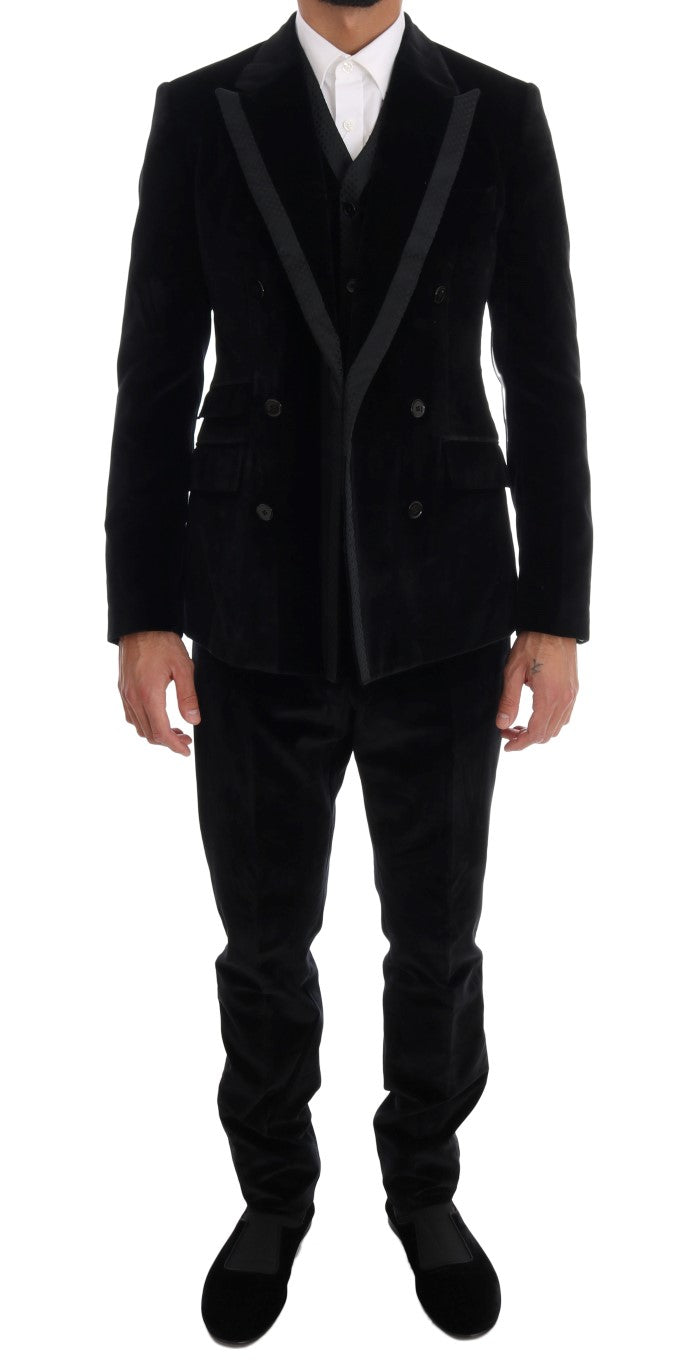 Dolce &amp; Gabbana Elegant Black Slim Fit Three-Piece Suit