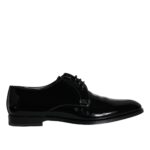 Dolce &amp; Gabbana Black Calfskin Leather Derby Men Dress Shoes