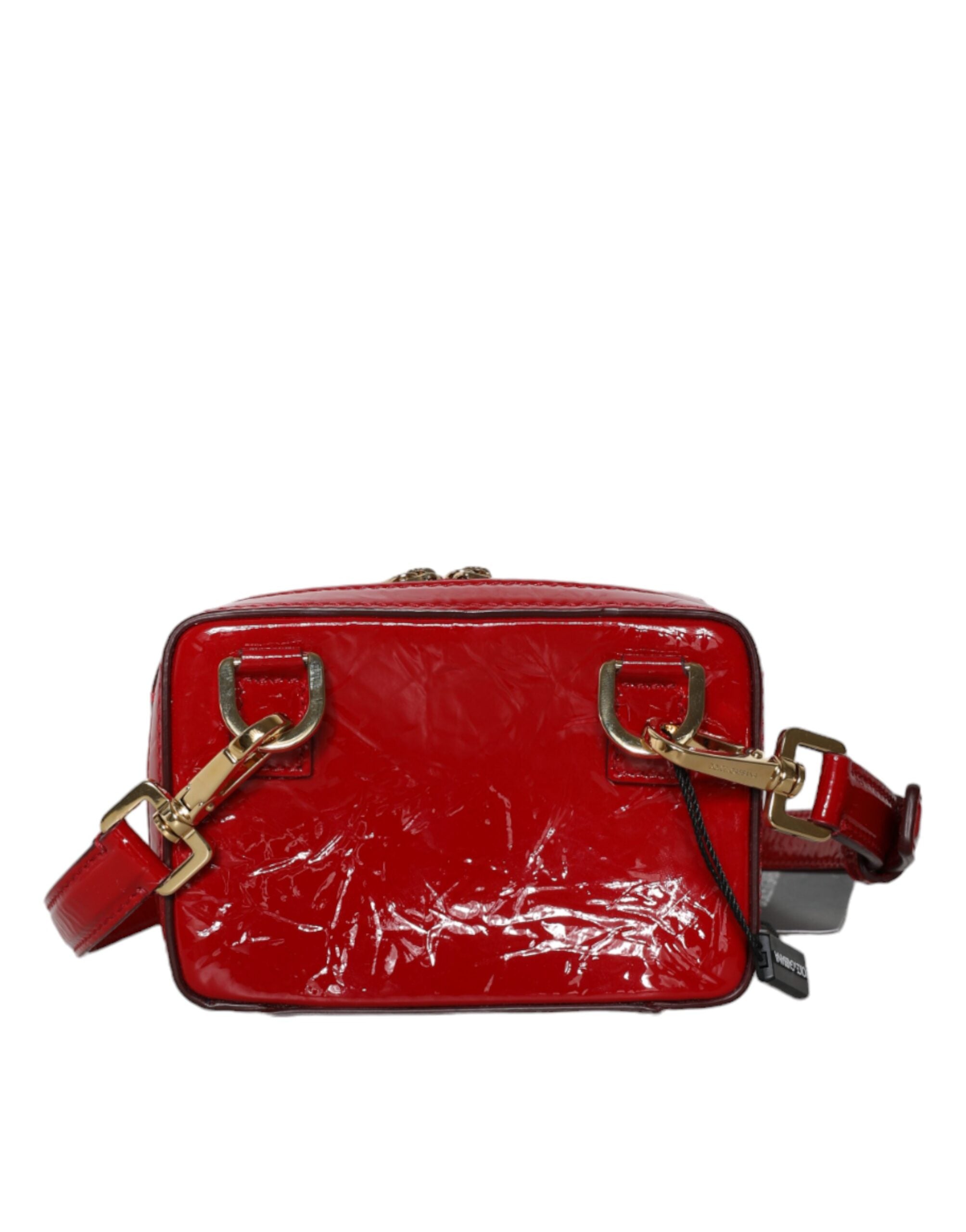 Dolce &amp; Gabbana Red Leather Logo Plaque Waist Fanny Pack Women Bag