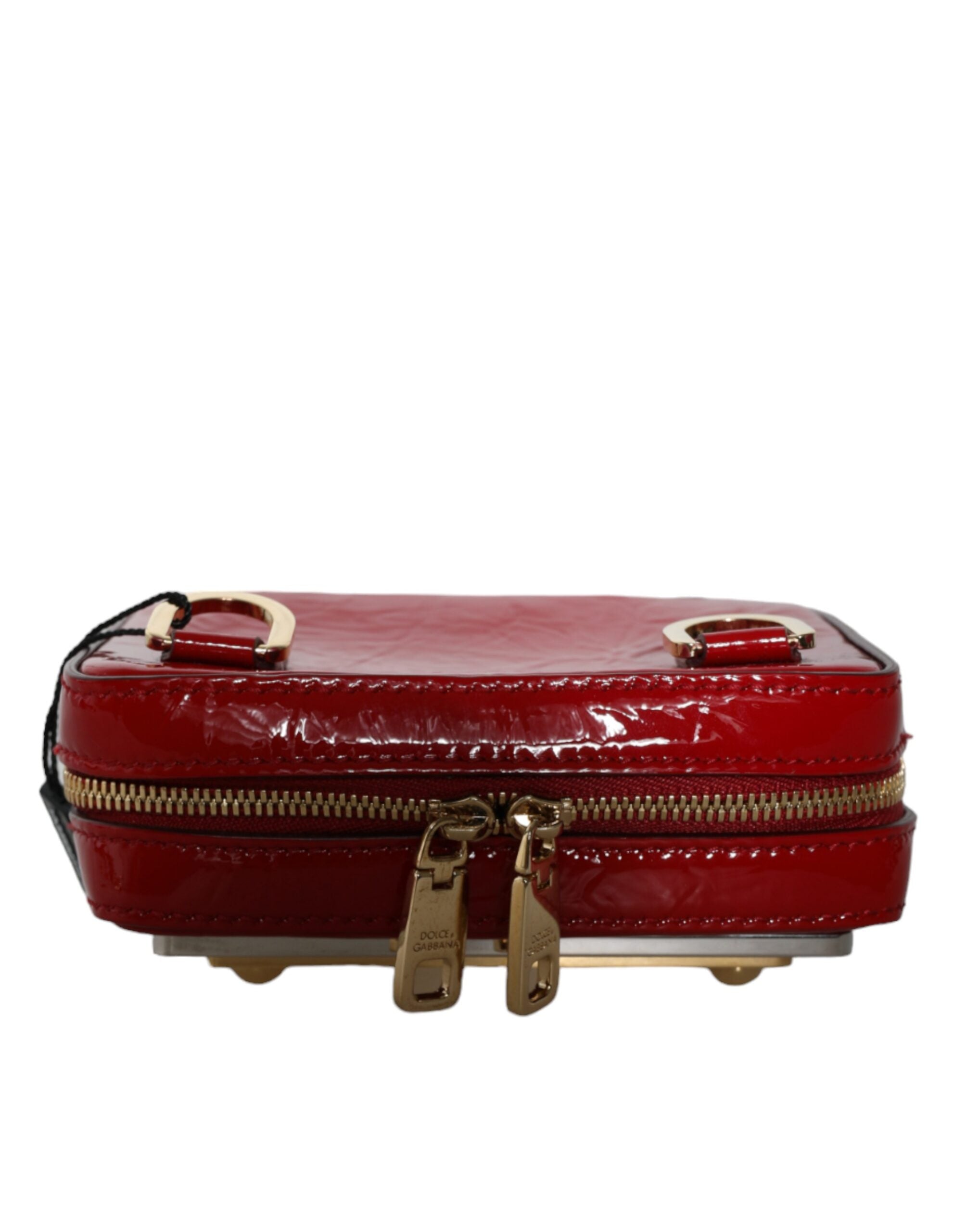 Dolce &amp; Gabbana Red Leather Logo Plaque Waist Fanny Pack Women Bag