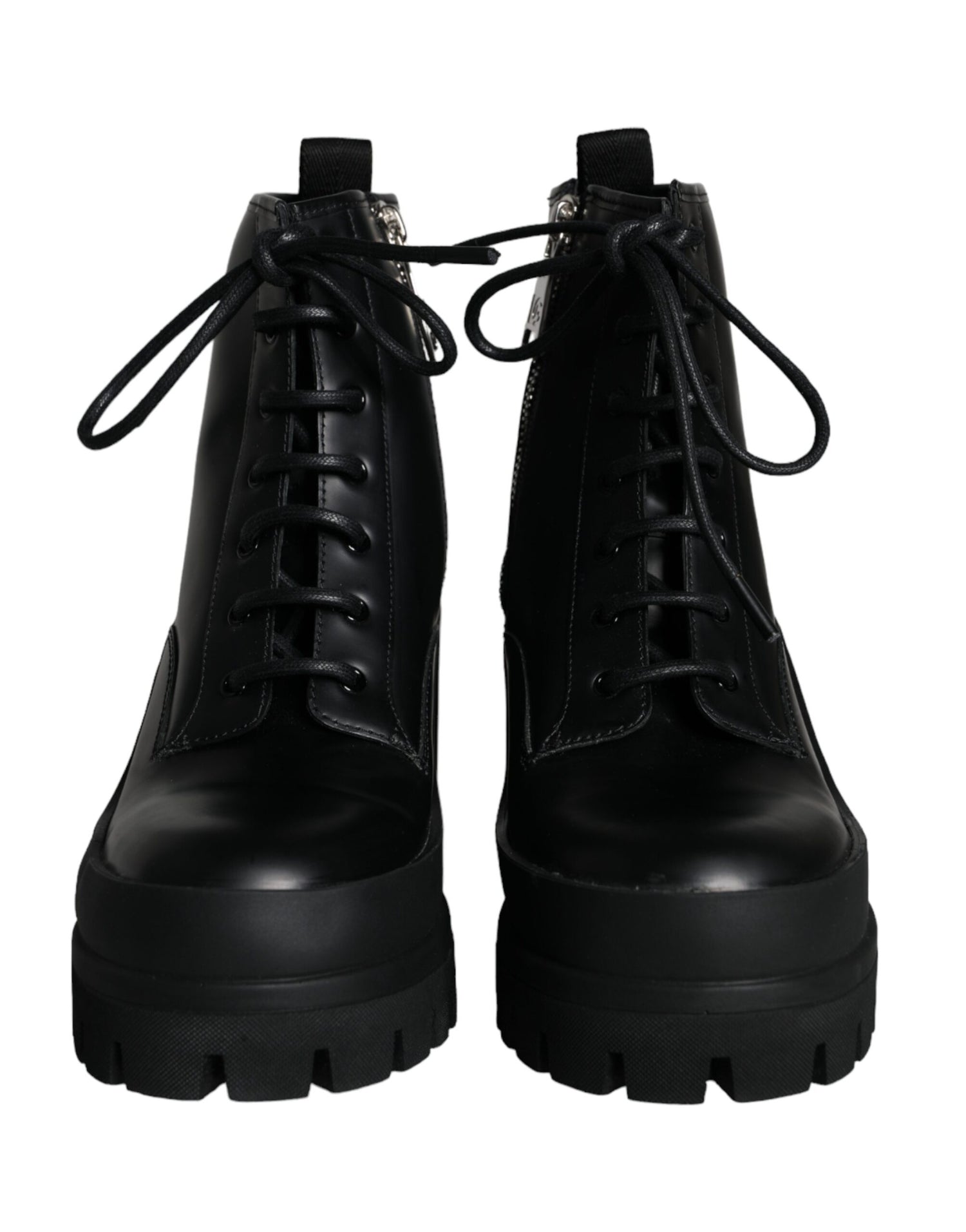 Dolce &amp; Gabbana Black Lace Up Trekking Ankle Boots Men Shoes