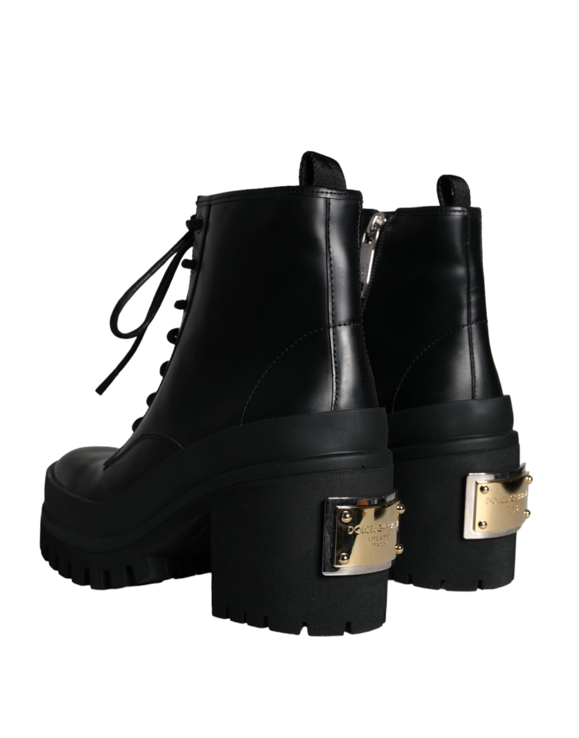 Dolce &amp; Gabbana Black Lace Up Trekking Ankle Boots Men Shoes