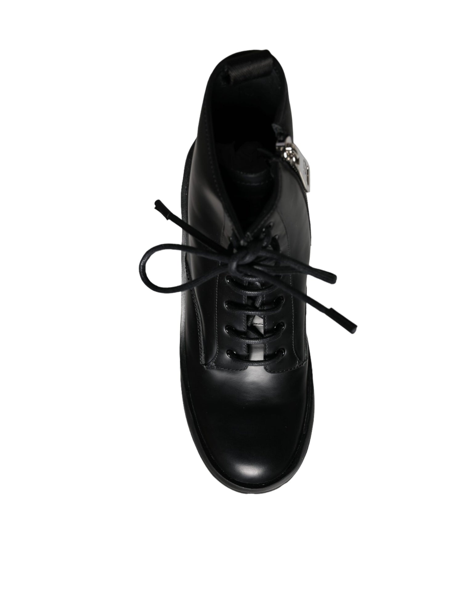 Dolce &amp; Gabbana Black Lace Up Trekking Ankle Boots Men Shoes