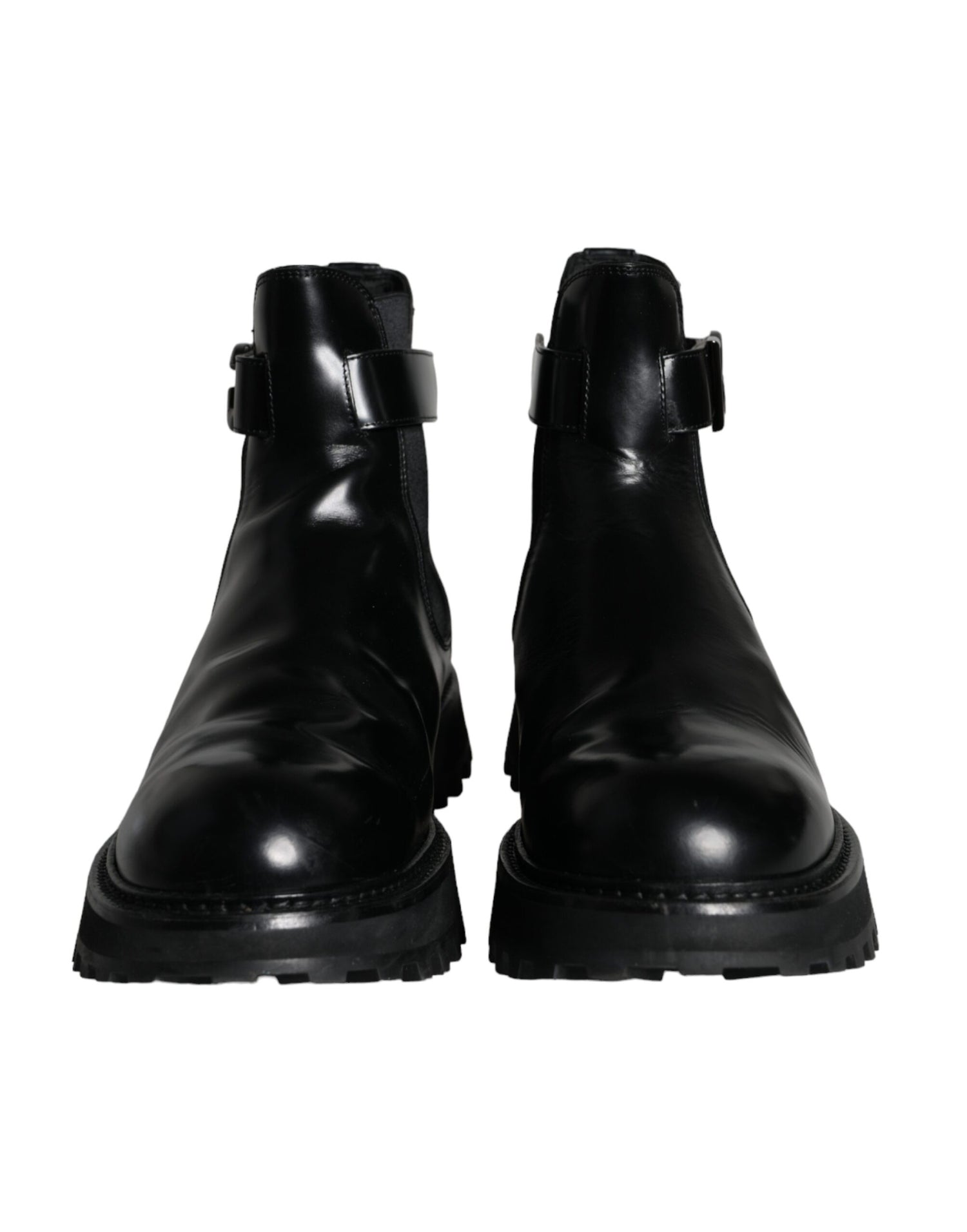 Dolce &amp; Gabbana Black Belted DG Logo Men Chelsea Boots Shoes