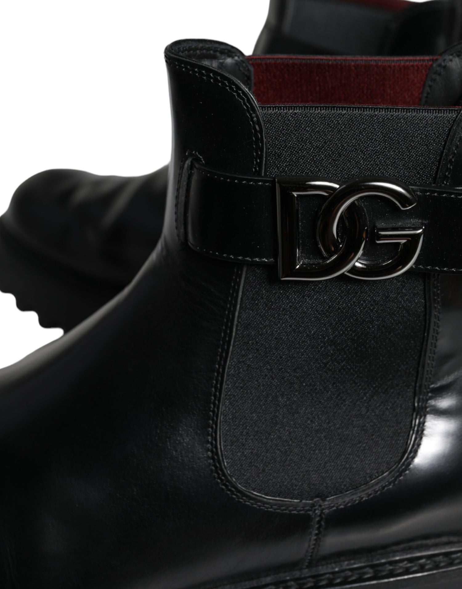 Dolce &amp; Gabbana Black Belted DG Logo Men Chelsea Boots Shoes