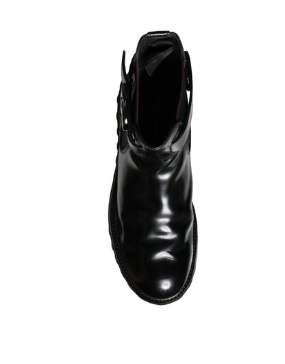 Dolce &amp; Gabbana Black Belted DG Logo Men Chelsea Boots Shoes