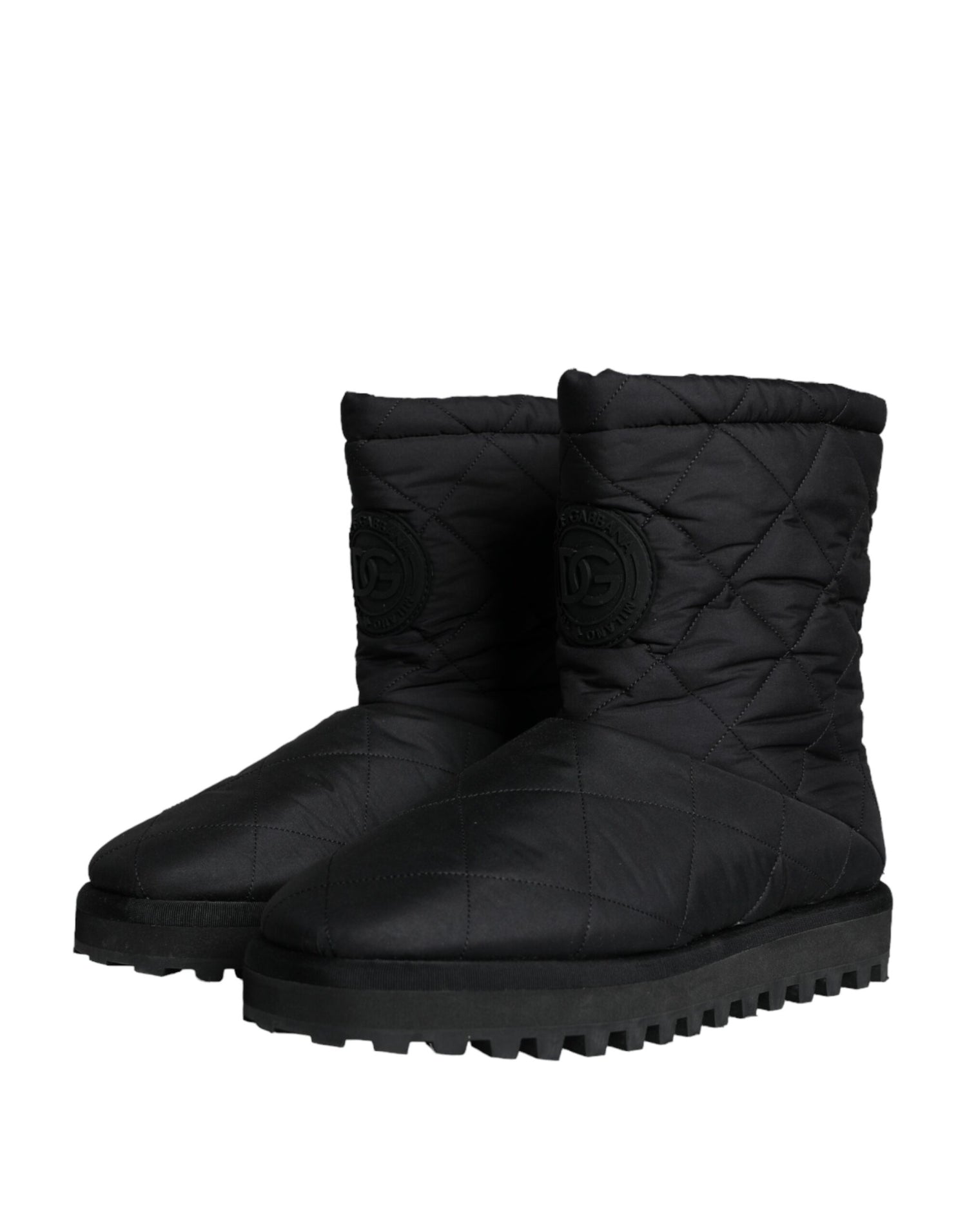 Dolce &amp; Gabbana Black Nylon Padded Mid Calf Men Boots Shoes