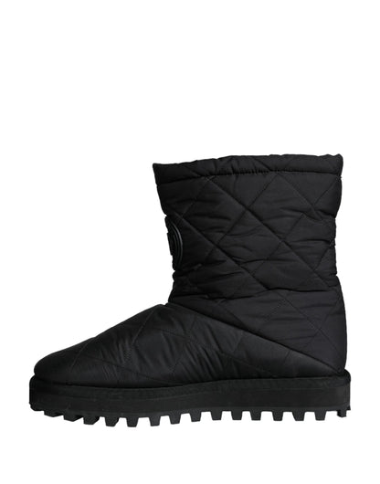 Dolce &amp; Gabbana Black Nylon Padded Mid Calf Men Boots Shoes