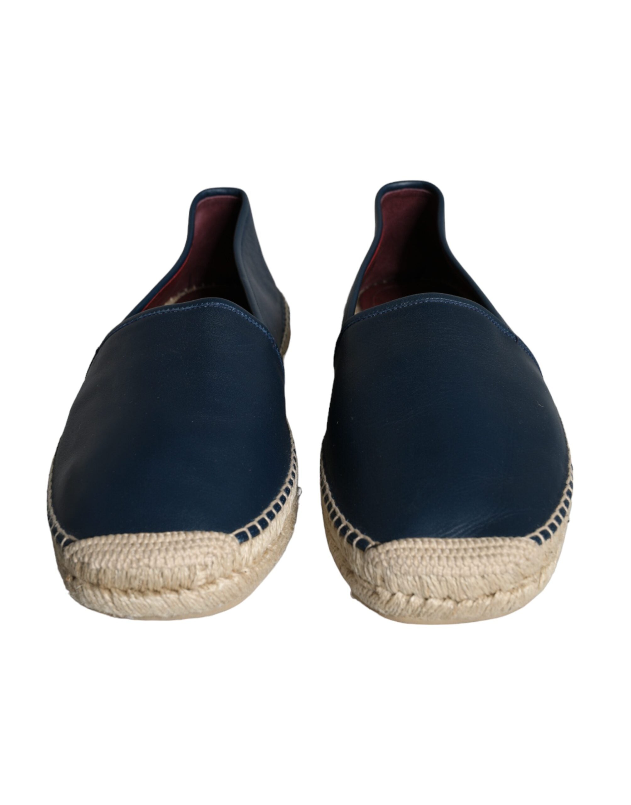 Dolce &amp; Gabbana Blue Leather Leather Espadrille Flats Shoes